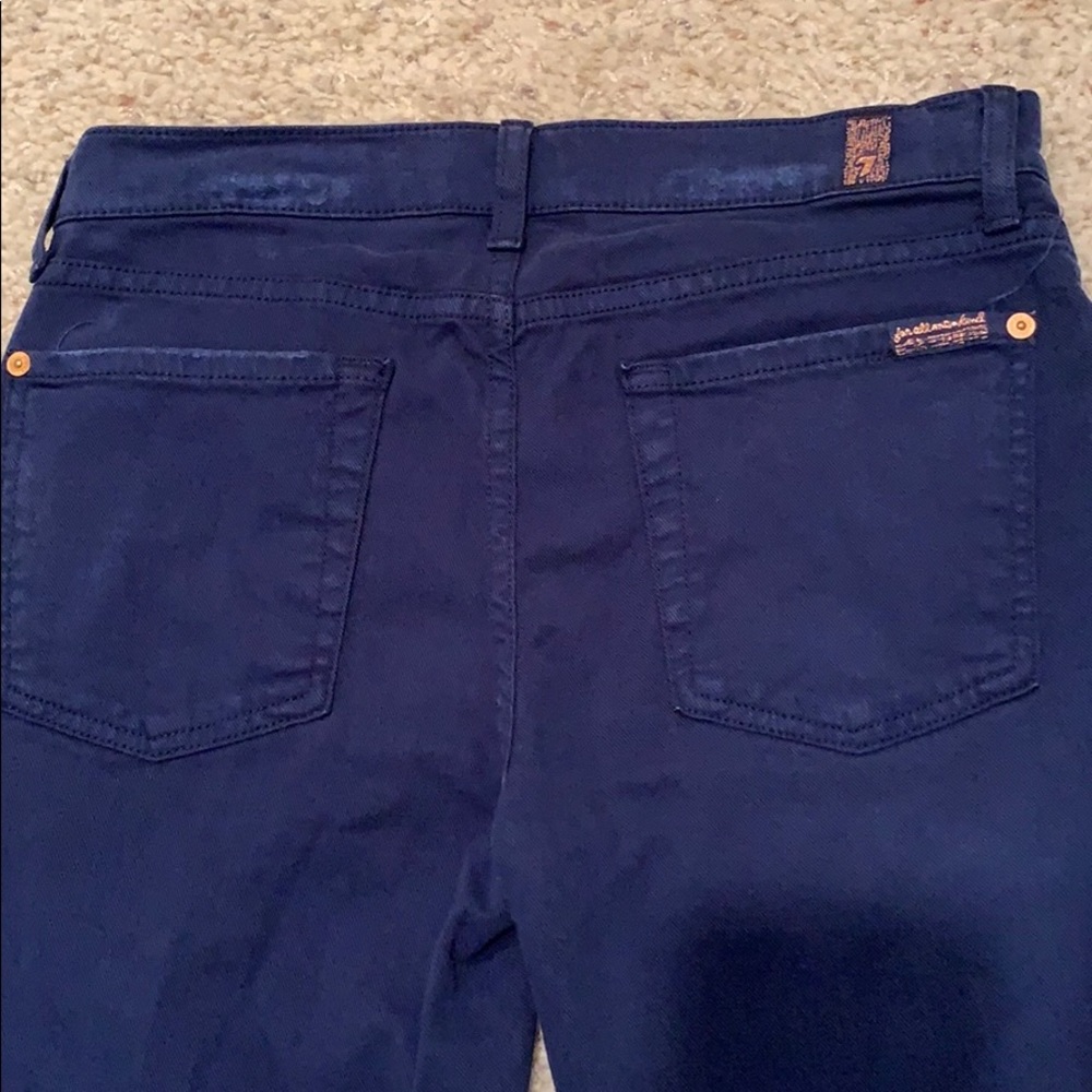 EUC 7FAM Blue Distressed slim cigarette jeans sz28 - Picture 7 of 8